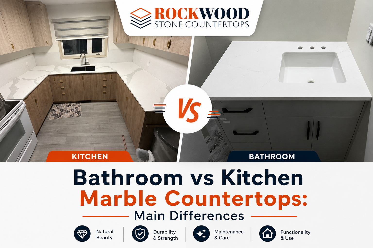 Bathroom vs Kitchen Marble Countertops: Main Differences